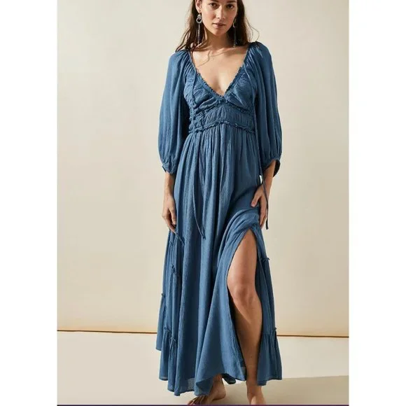 Free People | Dresses | Free People Endless Summer Youre A Jewel Maxi Dress  Size Small In Blue | Poshmark
